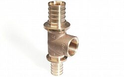 Тройник, Rehau, RAUTITAN, В, 25, 3/4", 25, бронза (RX)